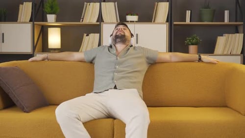 Delightful young man casual home.