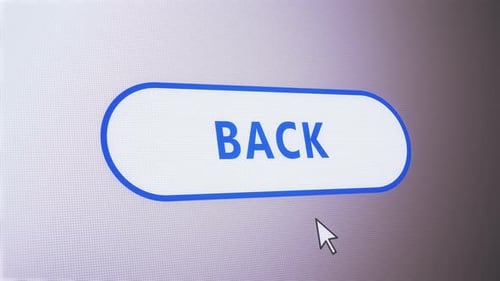 Bouton de retour enfoncé sur l'écran de l'ordinateur par le pointeur de la souris