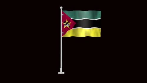 Mozambique National Flag Waving Loop Animation