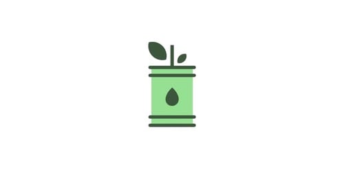 Green Biofuel Barrel Animated Icon in Flat Design Style