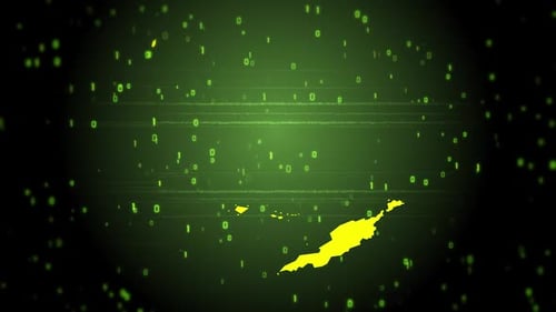 Futuristic Digital Map Reveal with Binary Code Overlay