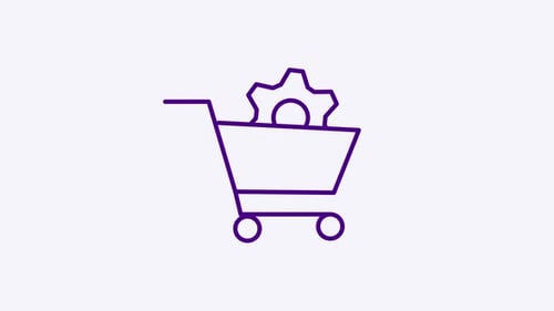 Minimalist Flat Design Shopping Cart and Gear Icon Animation