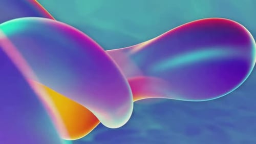 3D Abstract Fluid Gradient Loop with Vibrant Iridescent Blob