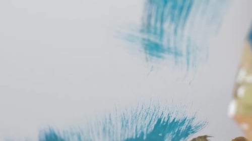 An Artist Works on an Abstract Oil Painting in a Workshop Vertical Video