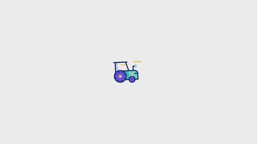 Flat Design Animated Tractor Plowing Loop