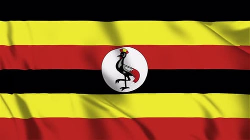 Realistic Waving Flag of Uganda Seamless Loop Animation