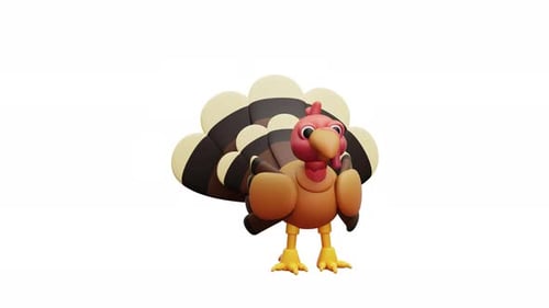 3D-Animation, Truthahnvogel, Thanksgiving-Zeichentrickfigur