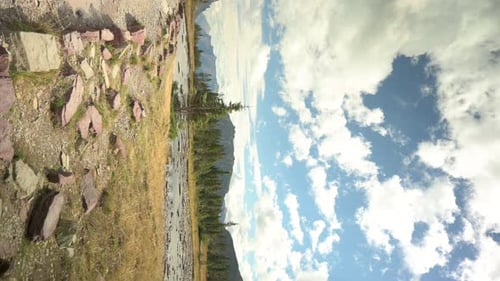 View of pond with Reynolds Mountain in the background from the Hidden Lake Trail at Glacier National