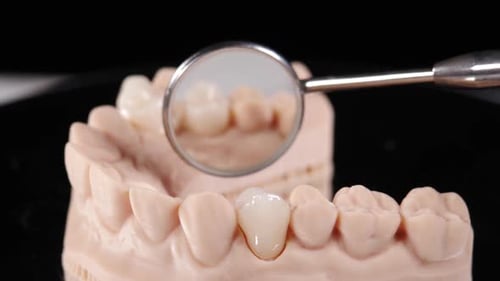 Dental Model with Teeth and a Dental Mirror