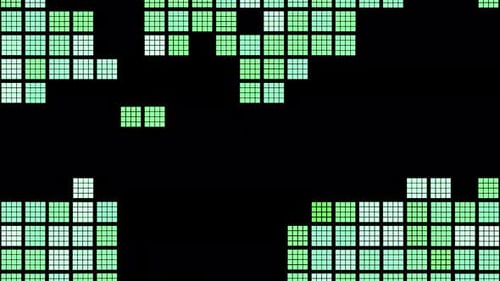 Retro-Hintergrund mit beweglichen Mosaikquadraten auf schwarzem Hintergrund