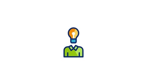Animated Lightbulb Head Icon for Idea Generation