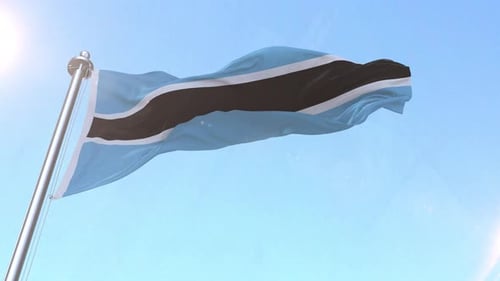Realistic Botswana Flag Waving Animation on Blue Sky