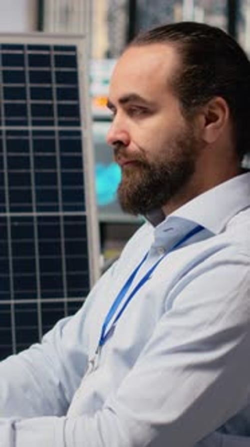 Renewable Energy Researcher Using Simulation Software Improving Green Industry