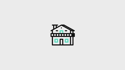 Flat Design House Icon Animation Reveal