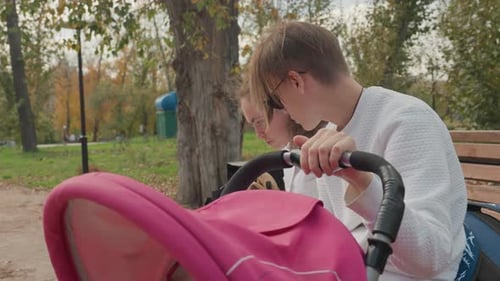 Family Autumn Affection Gentle Family Moment During Autumn Park Walk Warm and Intimate Familial
