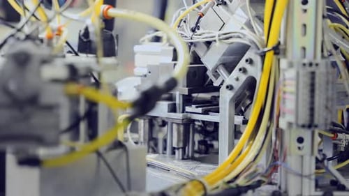 Industrial Machine Working with Automation and Cables