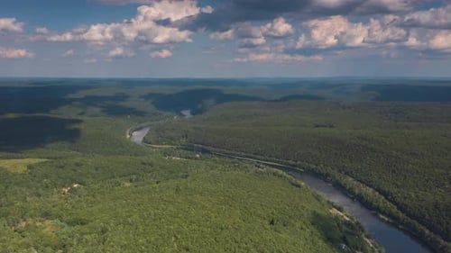 Aerial hyperlapse over river