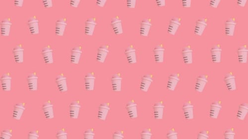 Animated Pink Smoothie Cups Looping Pattern Background