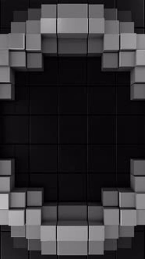 Gray Segmented Vertical Ring Minimal Seamless Abstract 3D Loop. 3D rendering