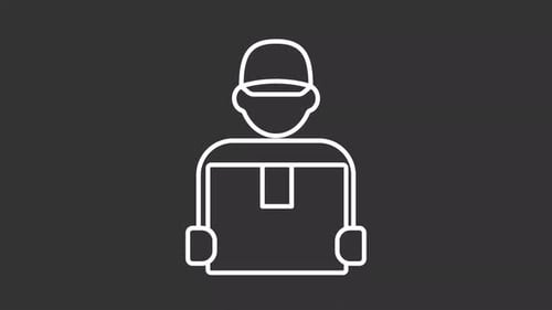 Delivery Person Holding Package Line Icon Animation