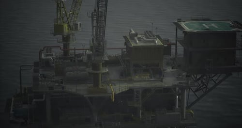Detailed Offshore Oil Rig Platform Industrial Animation