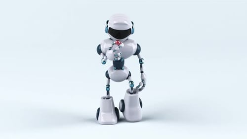 Modern 3D Robot Walking and Pointing Forward Animation
