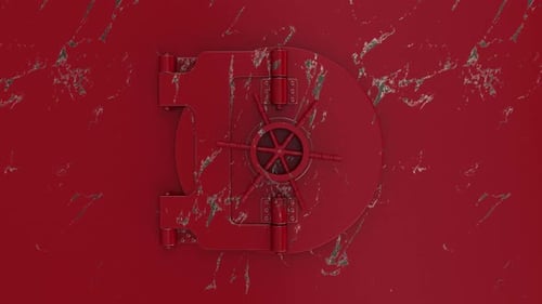 Abstract Red Vault Door Opening to Reveal Content Animation