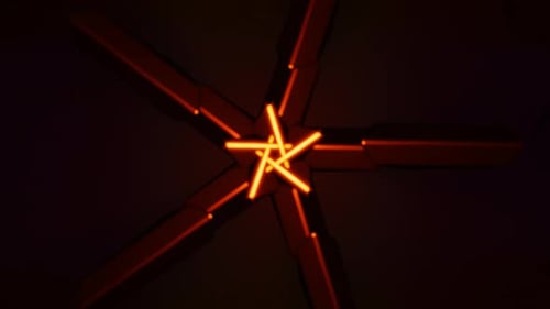 Abstract Pulsating Neon VJ Loop With Rotating Geometric Shapes