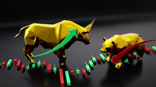 Digital Trading Platform Data Visualization With Golden Bullish Bearish Dark