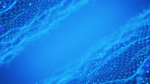 Neural network concept. Artificial intelligence. Looping abstract blue wireframe animated background