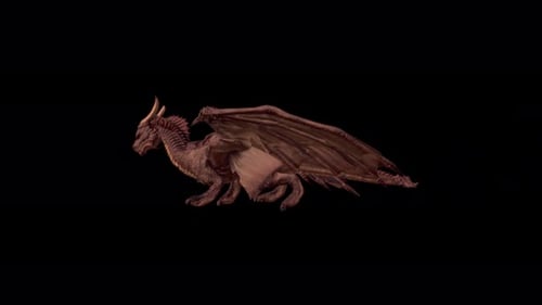 Animated Brown Dragon Flying Across Screen