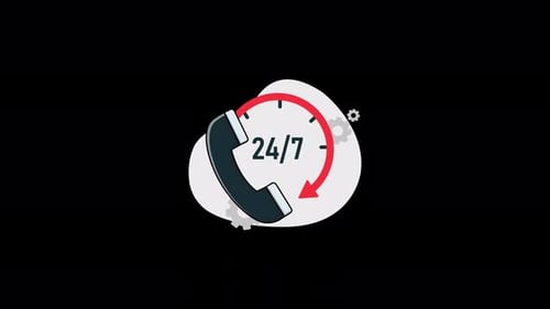 24 Hours Call Service Concept Animation Video - Transparent