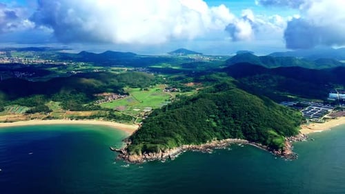 Aerial Top view of a transparent blue sea with beautiful waves at sunny day in summer. air of ocea