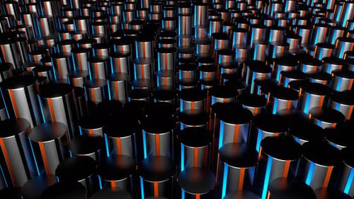 Blue And Orange Circular Cylindrical Neon Equalizer Background Vj Loop In 4K