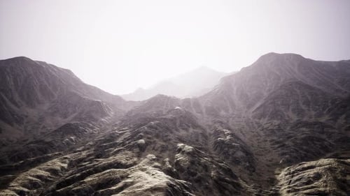 View of the Afghan Mountains in Fog