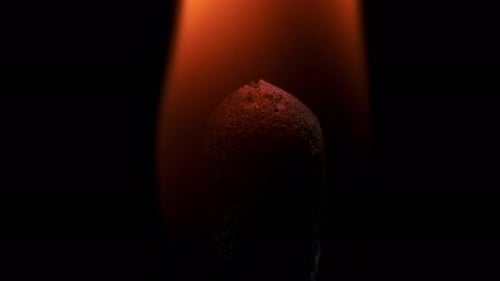 Extreme Close Up of a Lit Match Flame