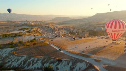 hot air balloons Cappadocia, Turkey. Amazing from bird's eye view