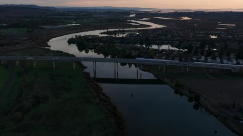 Panning up drone shot of the bay area outside of napa valley, california