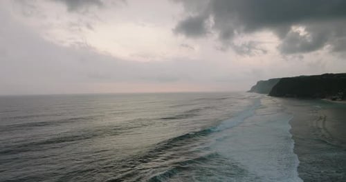 Aerial of the Indian Ocean and the coast of Bali, Indonesia