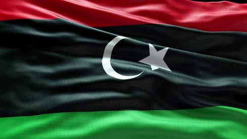 Waving Libya National Flag Animation with Realistic Fabric Texture