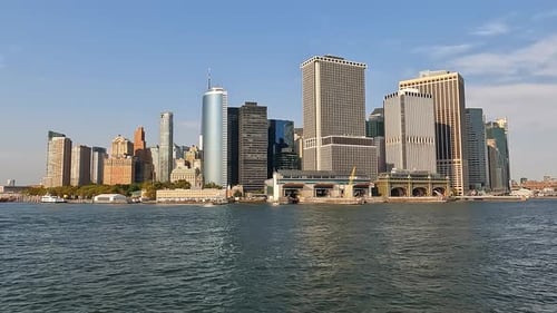 Daytime View of New York City s Lower Manhattan Skyline From the Waterfront Iconic Lower Manhattan