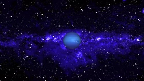 Realistic Neptune planet rotating on space or galaxy and stars milky way, Animation of Neptune. 2227