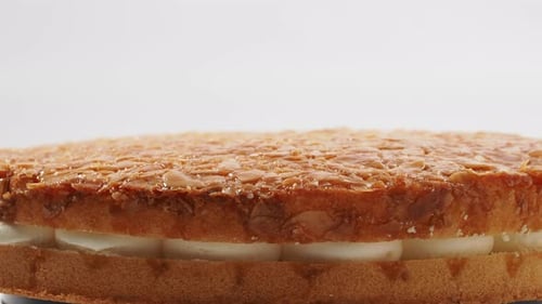 Rotating Delicious Almond Cake Dessert Food