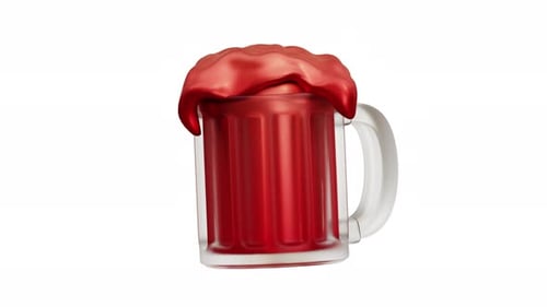 Taza animada en 3D para celebrar el Año Nuevo, con forma festiva y burbujeante