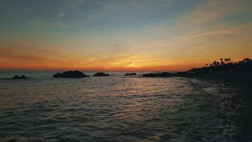 Aerial Mediterranean sunset at south of Spain