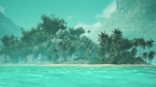 Seychelles Island with Palm Trees and Turquoise Waters on a Sunny Day