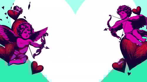 Decorative Animated Cupid and Hearts Frame