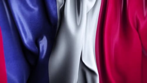 Close Up Realistic French Flag Waving Animation