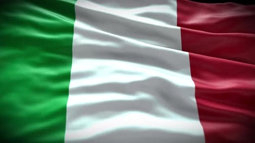 Italy National Flag Waving with Realistic Fabric Effect