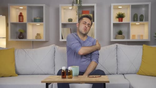 Sick man with back pains.